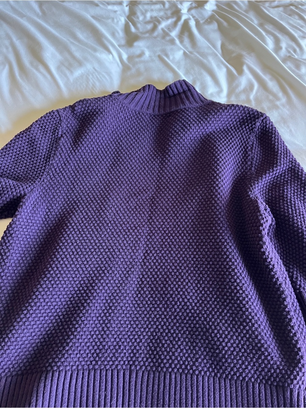 Chaps Purple 100% Cotton Chunky Knit Button Up Cardigan Sweater XL - Picture 10 of 16